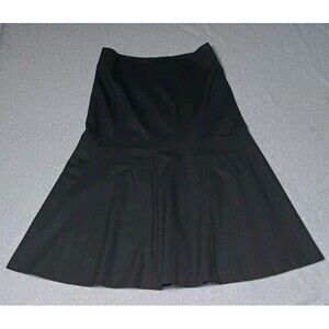 VTG Talbots Wool Gored Panel Aline Midi Skirt 12 Black Old Money Quiet Luxury